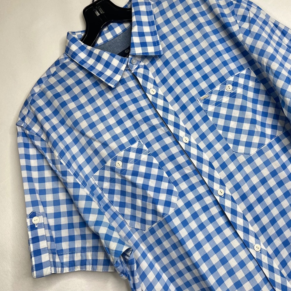 Buffalo David Bitton Blue Gingham Button Up Shirt Mens L Cotton Country Check‎